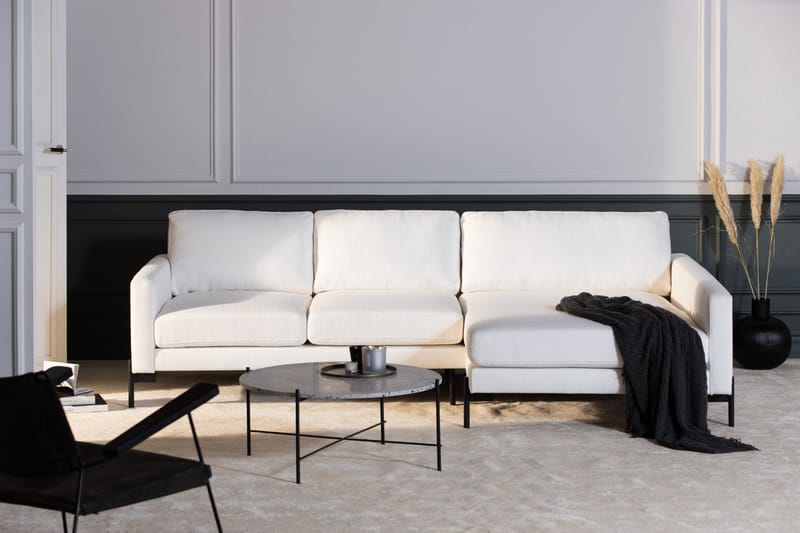 Divansofa Ljuvlig Høyre - Hvit - 4 seters sofa med divan - Sofaer med sjeselong