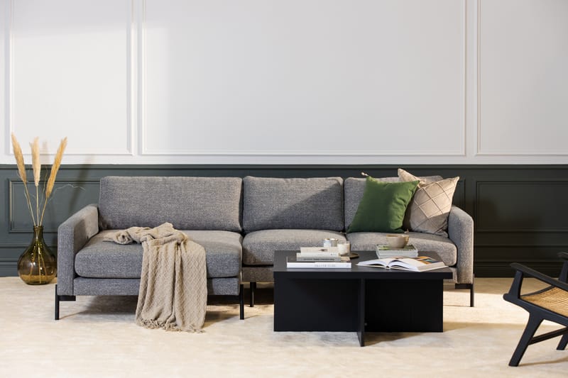 Divansofa Ljuvlig Venstre - Grå - 4 seters sofa med divan - Sofaer med sjeselong