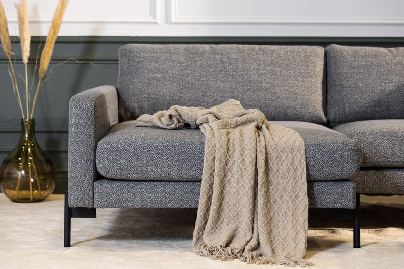 Divansofa Ljuvlig Venstre - Grå - 4 seters sofa med divan - Sofaer med sjeselong