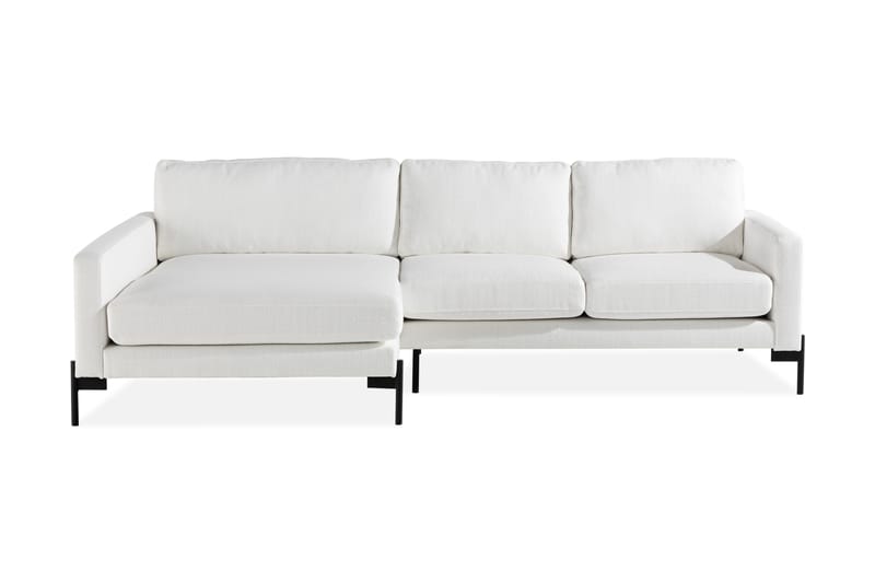 Divansofa Ljuvlig Venstre - Hvit - 4 seters sofa med divan - Sofaer med sjeselong