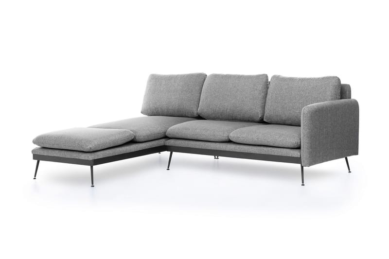 Divansofa Ricabo - Grå - 3 seters sofa med divan - Sofaer med sjeselong