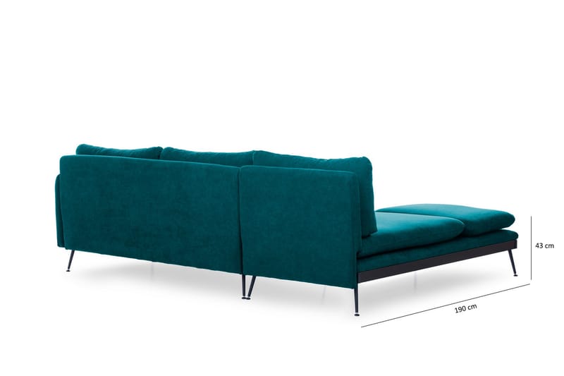 Divansofa Ricabo - Grønn - 3 seters sofa med divan - Sofaer med sjeselong