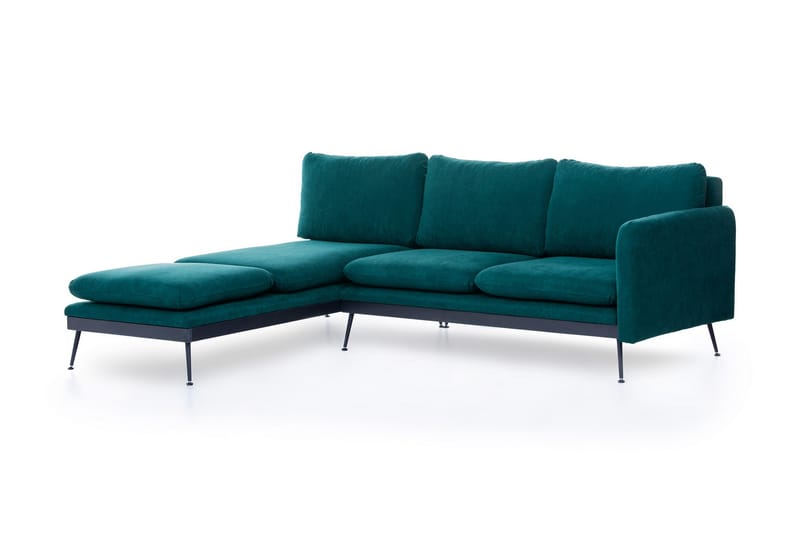 Divansofa Ricabo - Grønn - 3 seters sofa med divan - Sofaer med sjeselong