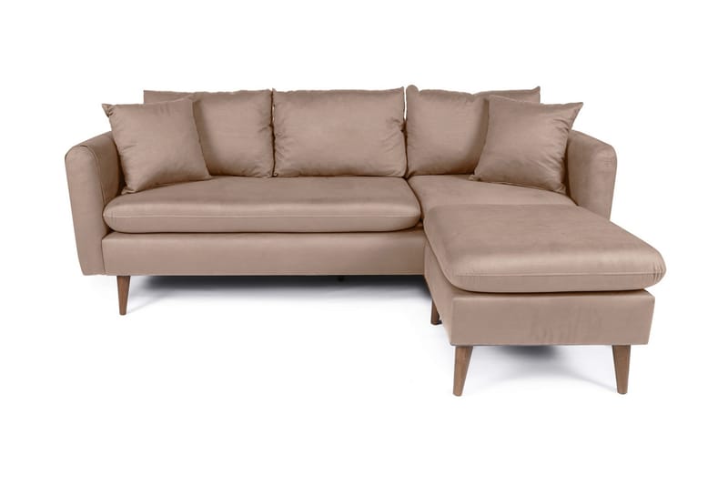 Divansofa Sagkas Høyre - Brun/Natur - 4 seters sofa med divan - Sofaer med sjeselong