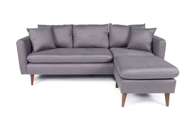 Divansofa Sagkas Høyre - Grå / Natur - 4 seters sofa med divan - Sofaer med sjeselong