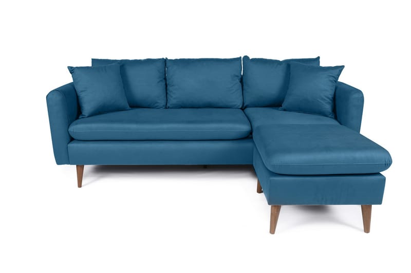 Divansofa Sagkas Høyre - Mørkeblå/Natur - 4 seters sofa med divan - Sofaer med sjeselong