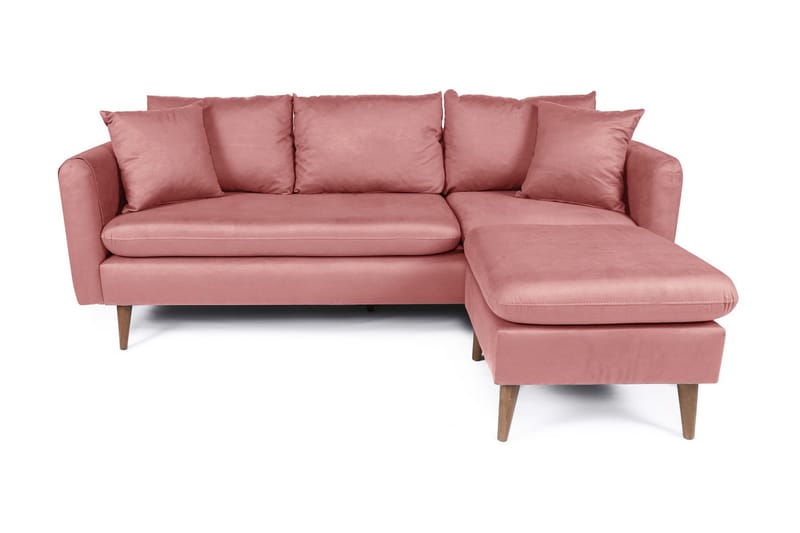 Divansofa Sagkas Høyre - Rosa/Natur - 4 seters sofa med divan - Sofaer med sjeselong