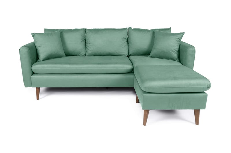 Divansofa Sagkas Høyre - Sjøgrønt / Natur - 4 seters sofa med divan - Sofaer med sjeselong