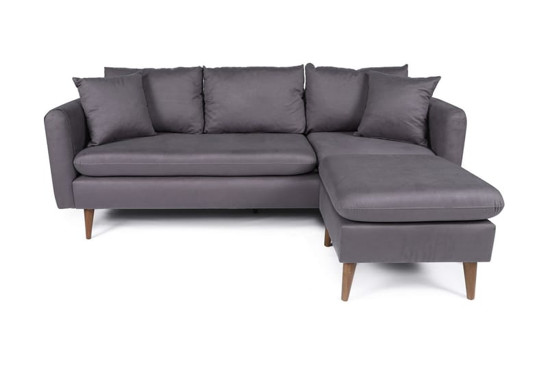 Divansofa Sagkas Höger - Antrasitt / Natur - 4 seters sofa med divan - Sofaer med sjeselong