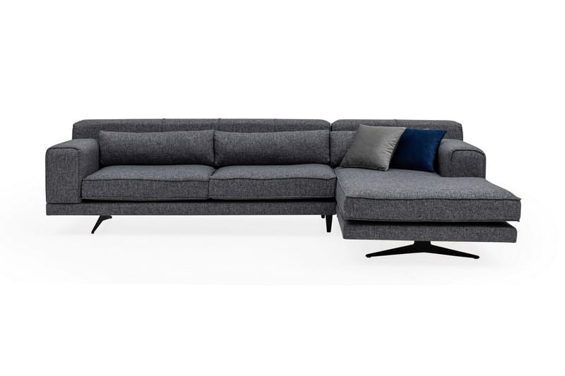 Divansofa Tijuca Høyre - Grå / Svart - 4 seters sofa med divan - Sofaer med sjeselong