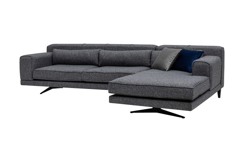 Divansofa Tijuca Høyre - Grå / Svart - 4 seters sofa med divan - Sofaer med sjeselong