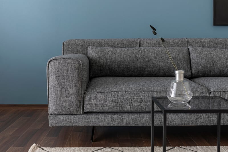 Divansofa Tijuca Høyre - Grå / Svart - 4 seters sofa med divan - Sofaer med sjeselong