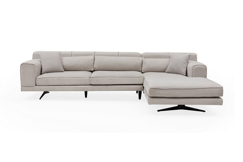 Divansofa Tijuca Höger - Beige / Svart - 4 seters sofa med divan - Sofaer med sjeselong