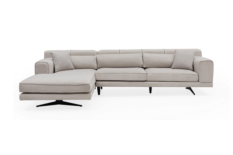 Divansofa Tijuca Venstre - Beige / Svart - 4 seters sofa med divan - Sofaer med sjeselong