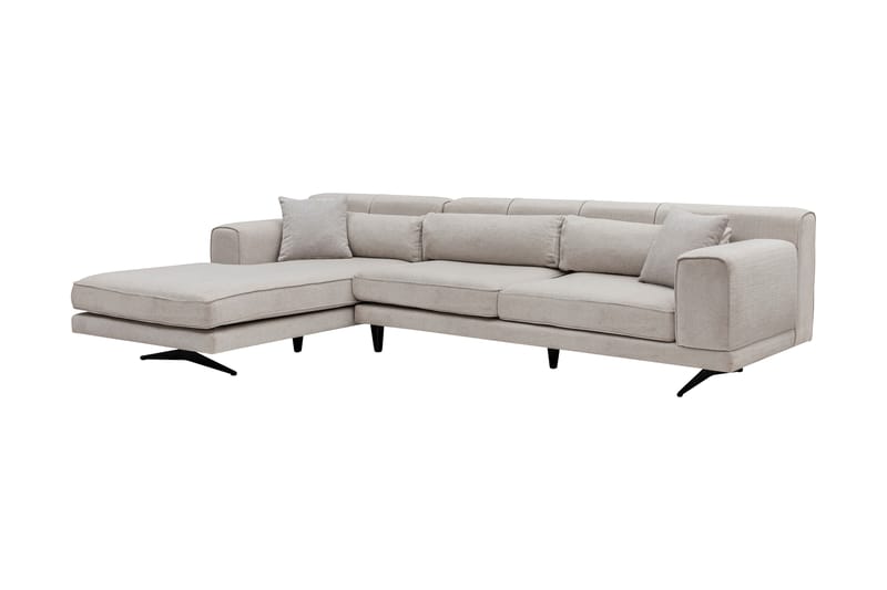 Divansofa Tijuca Venstre - Beige / Svart - 4 seters sofa med divan - Sofaer med sjeselong