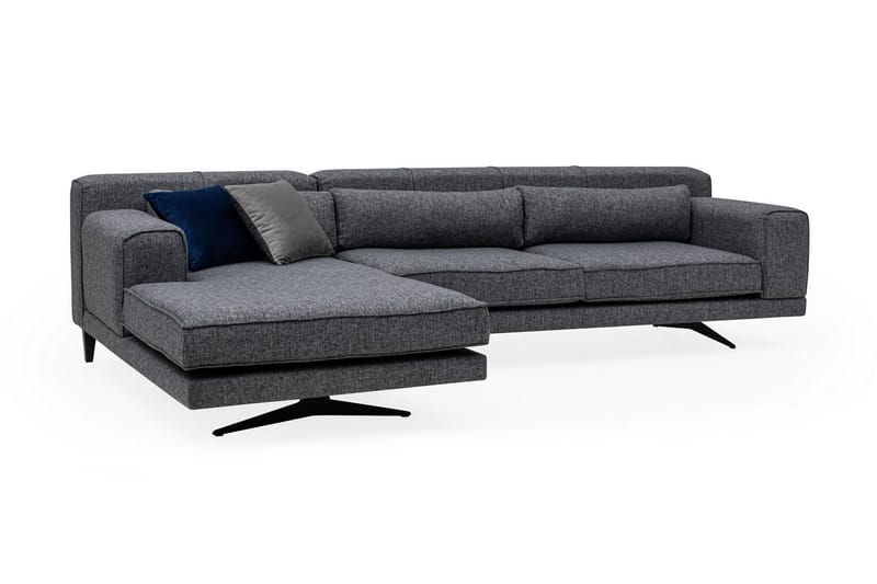Divansofa Tijuca Venstre - Grå / Svart - 4 seters sofa med divan - Sofaer med sjeselong