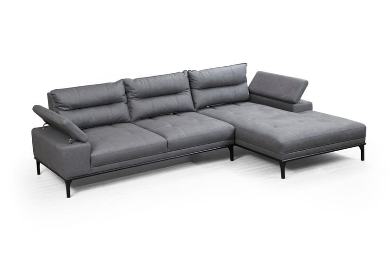 Divansofa  Vidueiros - Grå - 4 seters sofa med divan - Sofaer med sjeselong