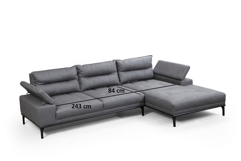 Divansofa  Vidueiros - Grå - 4 seters sofa med divan - Sofaer med sjeselong