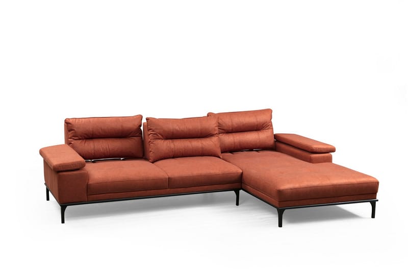 Divansofa  Vidueiros - Oransje - 4 seters sofa med divan - Sofaer med sjeselong