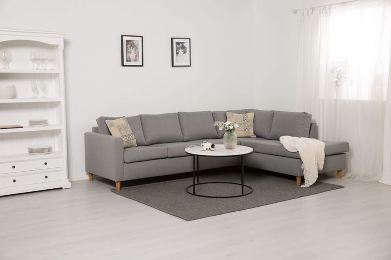 Divansofa Yen 4-seter Høyre - Lysgrå - 4 seters sofa med divan - Sofaer med sjeselong