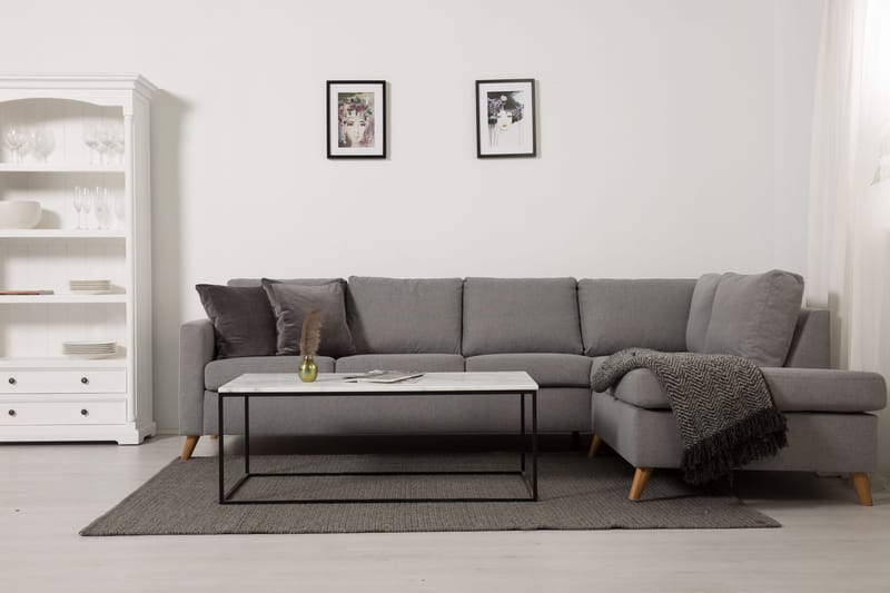 Divansofa Yen 4-seter Høyre - Lysgrå - 4 seters sofa med divan - Sofaer med sjeselong