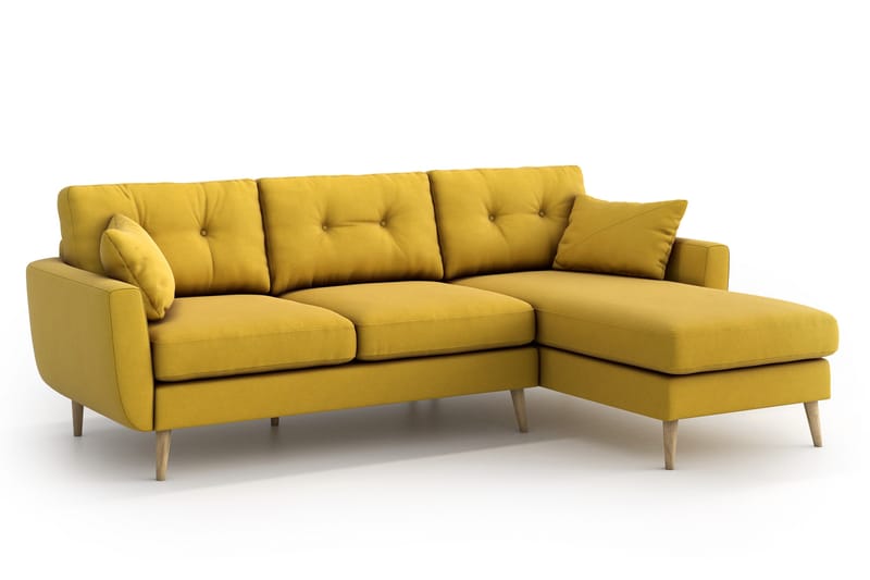 Divansofa Yordan - Gul - 3 seters sofa med divan - Sofaer med sjeselong