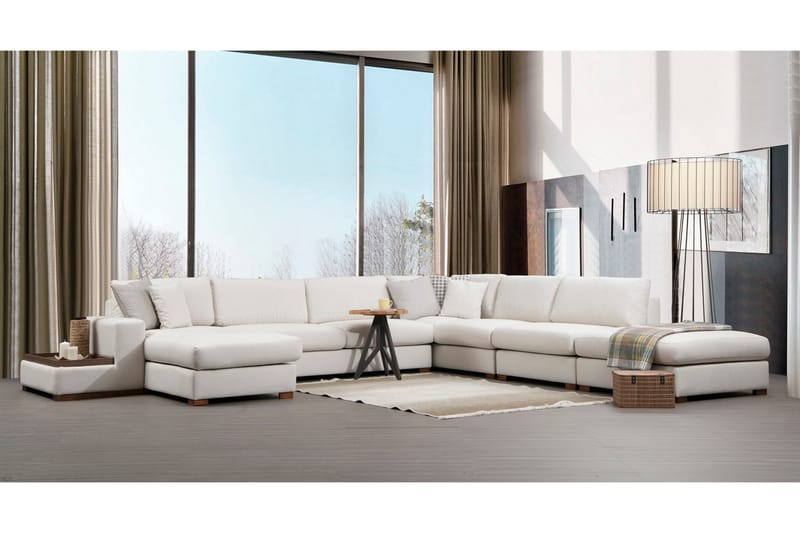 Divansofa  Portiella - Beige - Sofaer med sjeselong