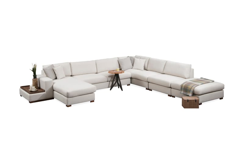 Divansofa  Portiella - Beige - Sofaer med sjeselong