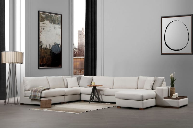 Divansofa  Portiella - Beige - Sofaer med sjeselong