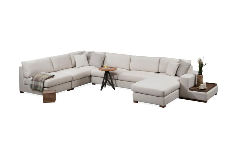 Divansofa  Portiella - Beige - Sofaer med sjeselong