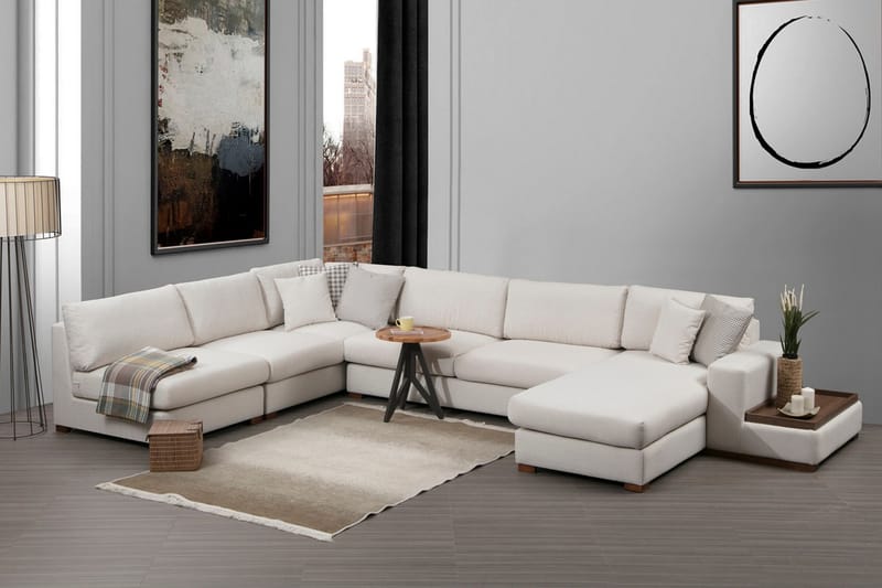 Divansofa  Portiella - Beige - Sofaer med sjeselong