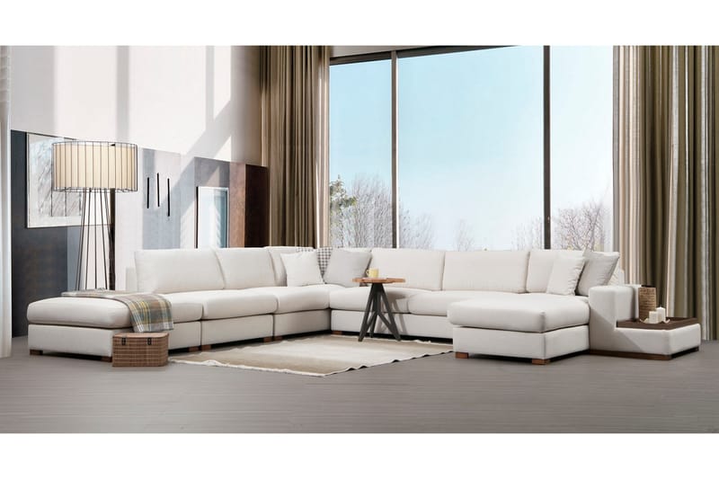 Divansofa  Portiella - Beige - Sofaer med sjeselong