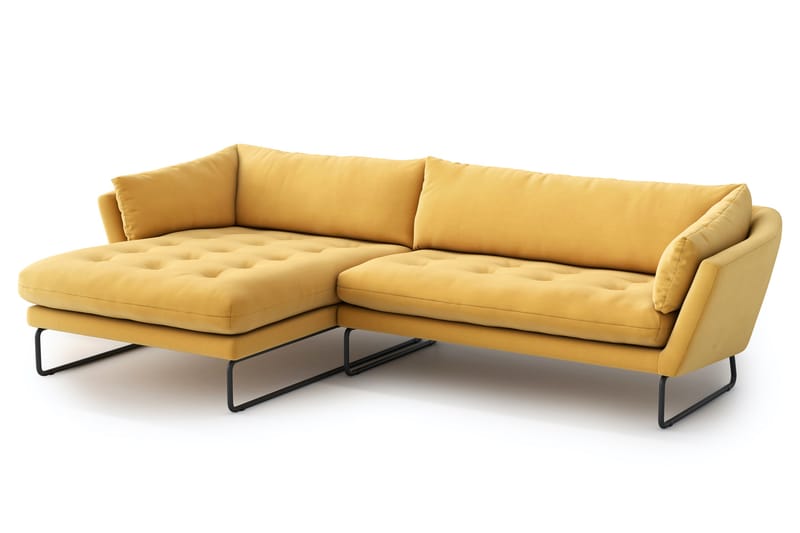 Divansovesofa Gunntorp - Gul - 4 seters sofa med divan - Sofaer med sjeselong