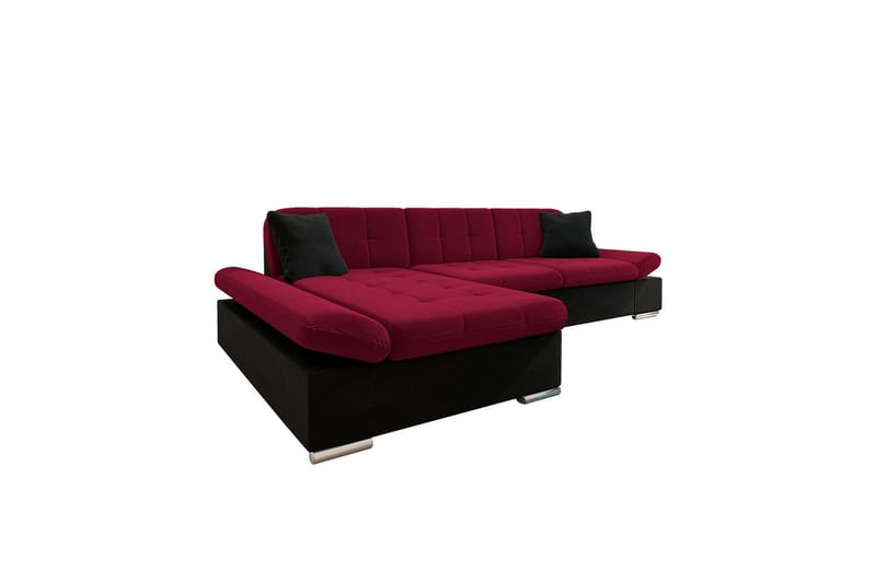 Djerra Sofa med Divan 3-seter, Rød/Svart