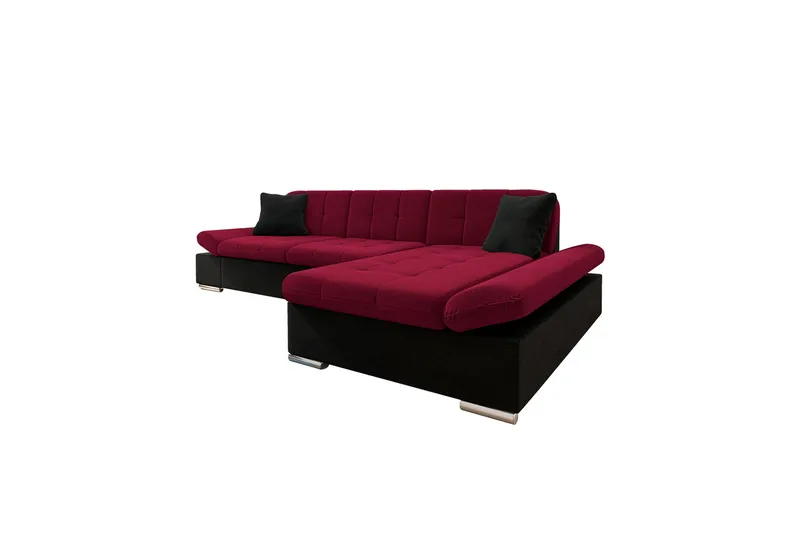 Djerra Sofa med Divan 3-seter, Rød/Svart