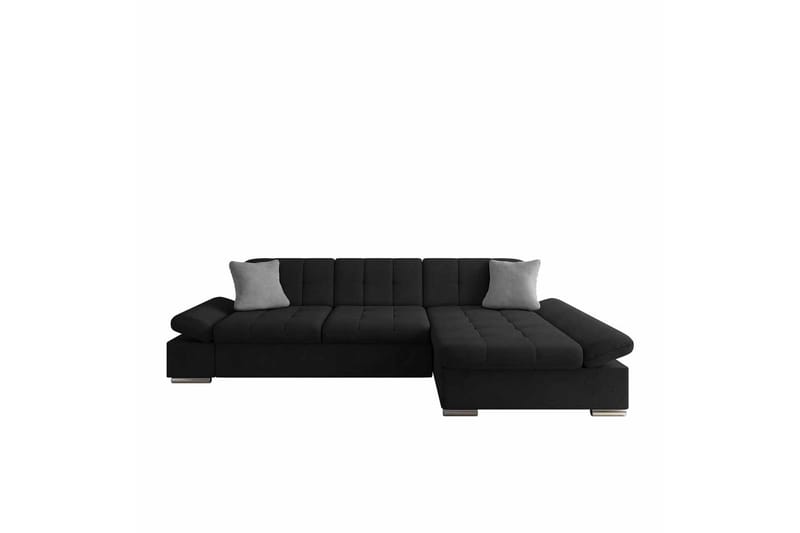 Djerra Sofa med Divan 3-seter, Svart/Grå