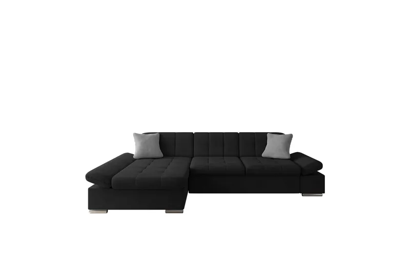 Djerra Sofa med Divan 3-seter, Svart/Grå