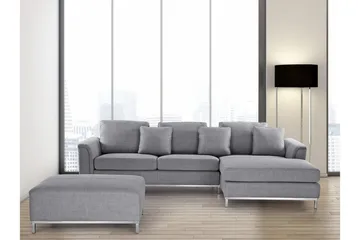 Dugard 3-seter Dyp L-formet Hjørnesofa med Sjeselong i Stoff - Grå - Møbler - Sofaer - Sofaer med sjeselong - 4 seters sofa med divan
