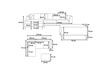 Dugard Hjørnesofa Høyre + Fotskammel - Beige/Lær - Møbler - Sofaer - Sofaer med sjeselong - 4 seters sofa med divan