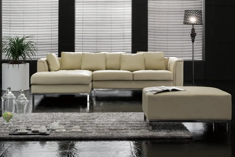 Dugard Hjørnesofa Høyre, Beige/Lær