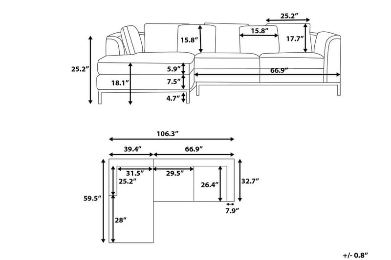 Dugard Hjørnesofa Høyre - Beige/Lær - Møbler - Sofaer - Sofaer med sjeselong - 4 seters sofa med divan