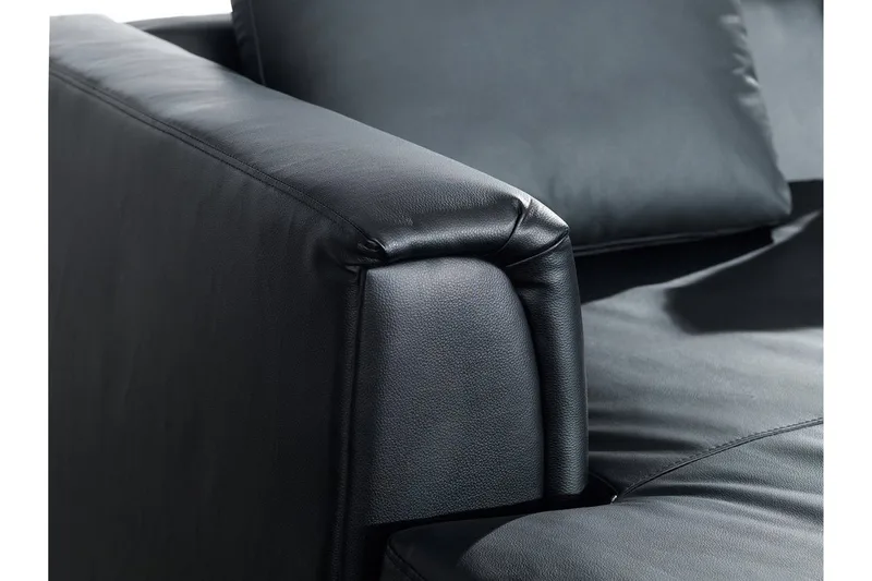 Dugard Hjørnesofa Høyre - Svart/Lær - Møbler - Sofaer - Sofaer med sjeselong - 4 seters sofa med divan