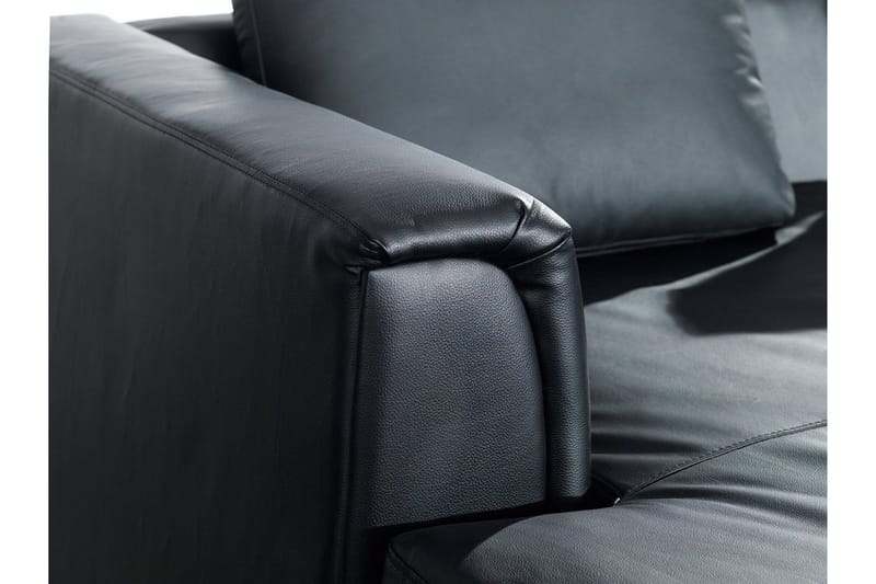 Dugard Hjørnesofa Høyre - Svart/Lær - Møbler - Sofaer - Sofaer med sjeselong - 4 seters sofa med divan