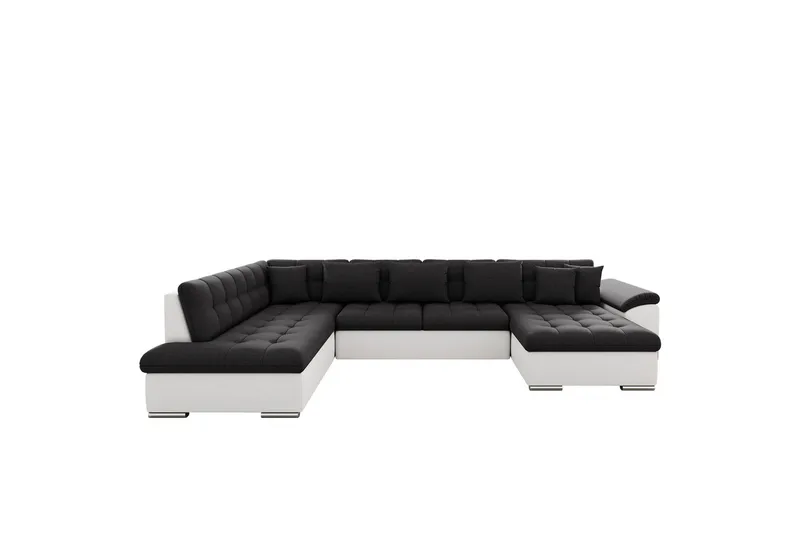 Dynir Sofa med Sjeselong og Divan 4-seter, Hvit/Svart