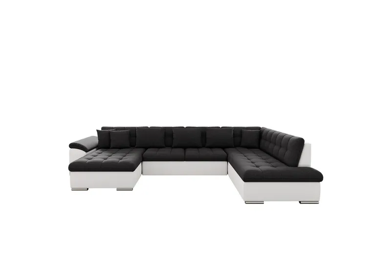 Dynir Sofa med Sjeselong og Divan 4-seter, Hvit/Svart