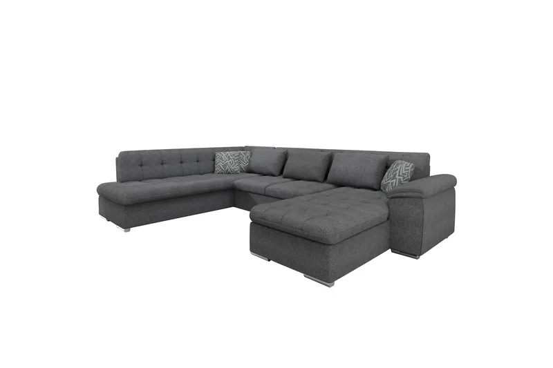 Dynir Sofa med Sjeselong og Divan 4-seter, Mørk grå/Lys grå