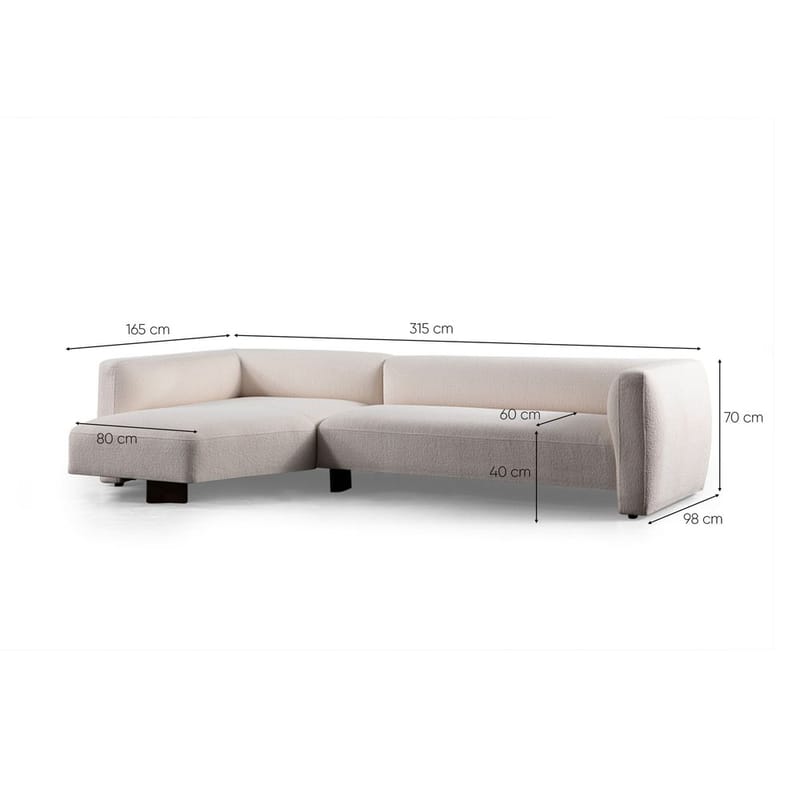 Elvaris 4-seters sofa med Sjeselong - Hvit - Møbler - Sofaer - Sofaer med sjeselong - 4 seters sofa med divan