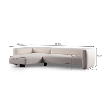 Elvaris 4-seters sofa med Sjeselong - Hvit - Møbler - Sofaer - Sofaer med sjeselong - 4 seters sofa med divan