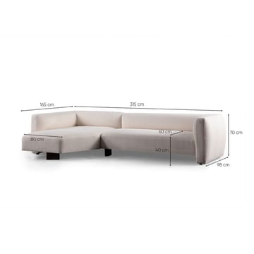 Elvaris 4-seters sofa med Sjeselong - Hvit - Møbler - Sofaer - Sofaer med sjeselong - 4 seters sofa med divan