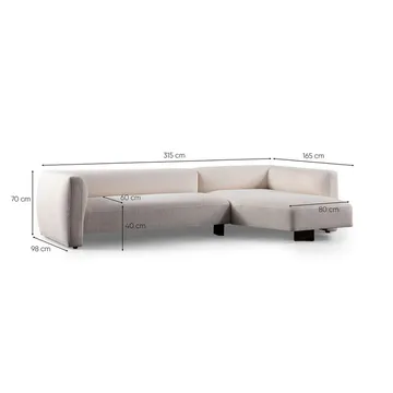 Elvaris 4-seters sofa med Sjeselong - Hvit - Møbler - Sofaer - Sofaer med sjeselong - 4 seters sofa med divan